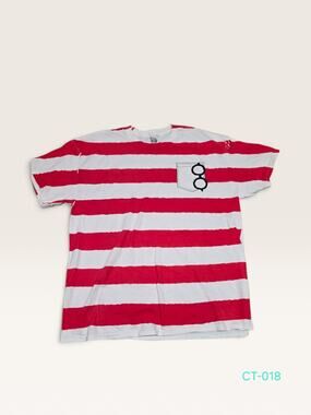 Wheres Waldo Costume T Shirt Mens XL Red White Stripes Fake Pocket Eyeglasses